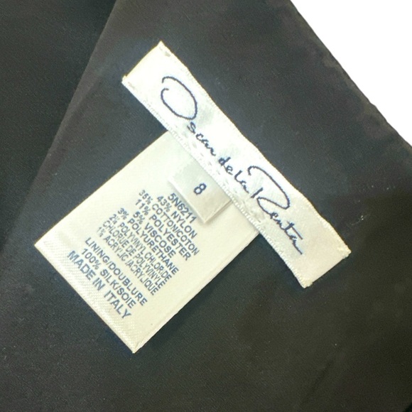 OSCAR DE LA RENTA Black White Cotton Blend Tweed Bateau Neck Dress. Size 8 - Picture 4 of 4